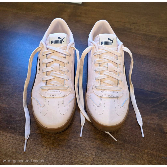Puma Shoes - Women's Puma Club 5V5 Sneakers Size 7.5 Island Pink with Blue Stripes worn twice